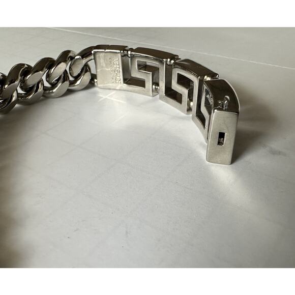 VERSACE Greca Chain Bracelet Silver Large Made in Italy NWT $725 - Picture 3 of 10